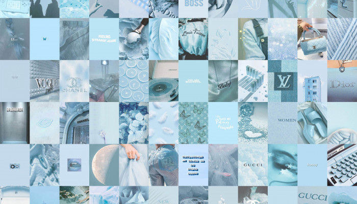 Light Blue Collage Wallpaper