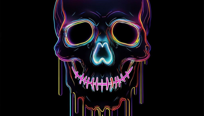 Black Neon Skull Wallpaper