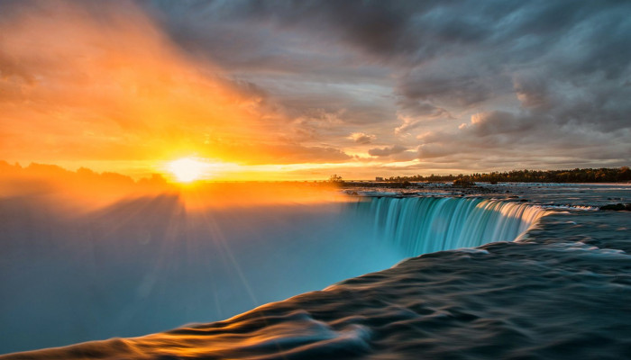 Waterfall Sunset Wallpaper