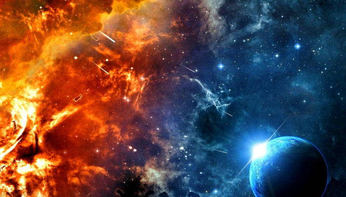 Orange and Blue Space Wallpaper