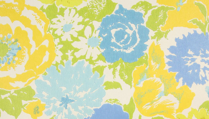 Blue and Yellow Floral Wallpaper