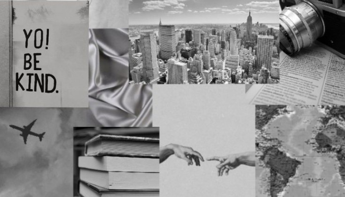 Grey Aesthetic Collage Wallpaper