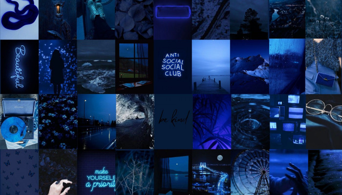 Dark Blue Collage Wallpaper