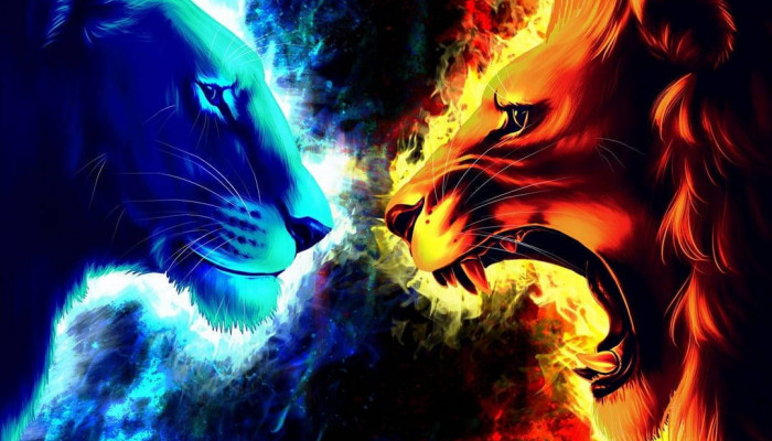 Blue Fire Tiger Wallpaper